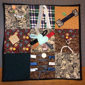 21" Adulto Fidget Acolchado Regazo Demencia Alzheimer's Stroke Paciente TDAH Actividad LAP SIZE regalo Sensorial Manos ocupadas Gatos City Travel therapy