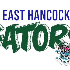 East Hancock Gators Sublimation cut or print file digital download