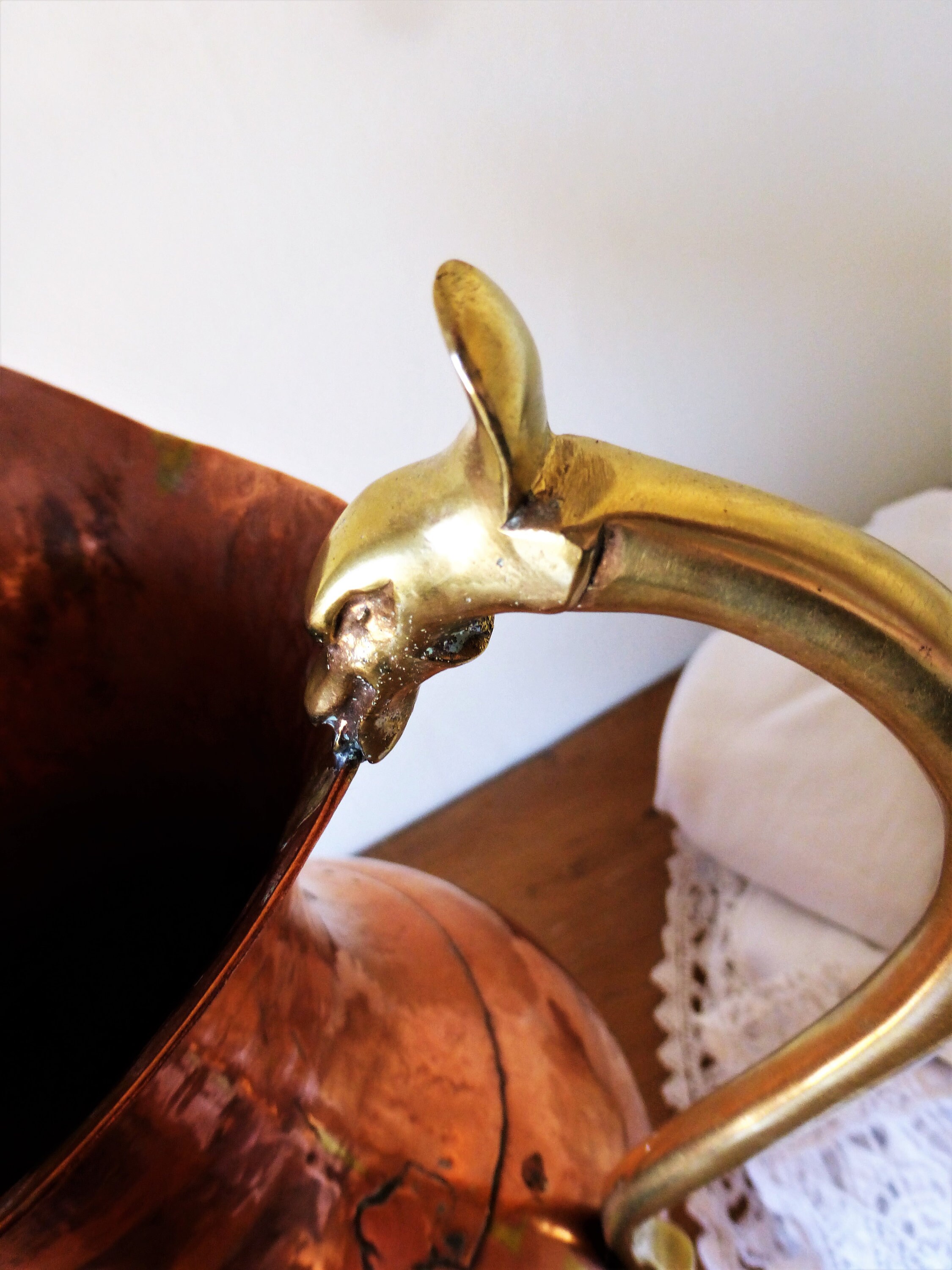 Cruche En Laiton Massif Art Nouveau – Bauchkanne – Hauteur 15 Cm – Vintage