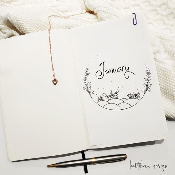 January 2019 Blank Setup 2019 Year Cover And Calendar Hand Drawn Printable Planner Bullet Journal Pages Leuchtturm Moleskin Sizes