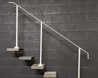 6 Foot Modern Metal Handrail: Surface Mount Stair Railing