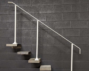 7 Foot Modern Steel Stair Handrail: Surface Mount, Indoor/Outdoor