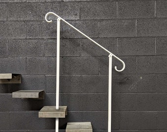 5 Foot Metal Stair Handrail: In-Ground Posts, Outdoor Steps