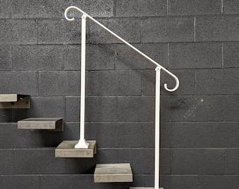 5 Foot Simple Metal Stair Handrail: Surface Mount, Indoor/Outdoor