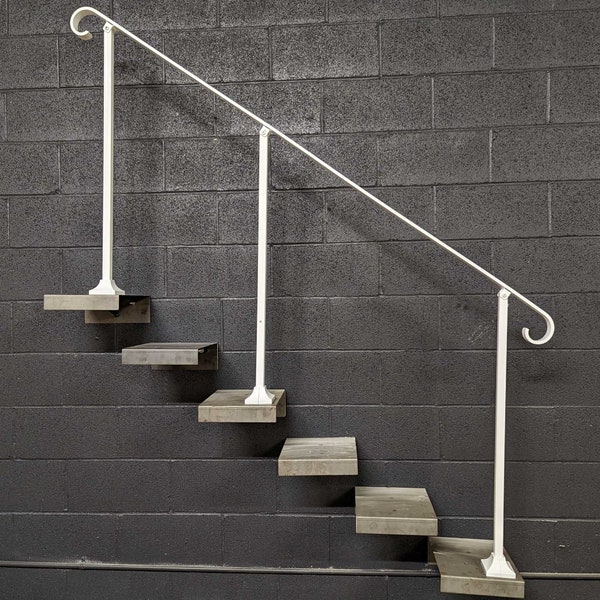 8 (94") Foot Simple Handrail for Stairs, Base Plate Posts for Surface Mount, Metal Railing for Stairs, Outdoors or Indoors