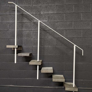 6 Foot Modern Handrail for Stairs, In-Ground Posts, Steel Handrail for Steps, Outdoors