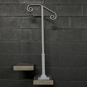 1 to 2 Step Handrail for Stairs Single Post For Surface Mount, Heavy Duty, Indoor or Outdoor