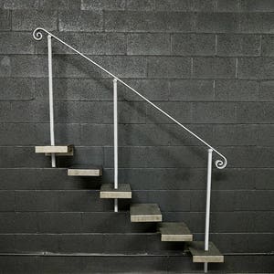 6 Foot Handrail for Stairs, In Ground Posts, Steel Railing for Stairs, Outdoors