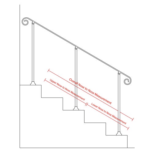 6 Feet Steel Wall Handrail for Stairs | Indoor Outdoor shops