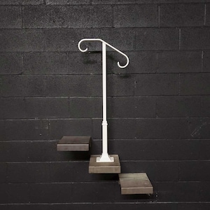 Simple 1 to 2 Step Handrail for Stairs Single Post For Surface Mount, Heavy Duty, Indoor or Outdoor