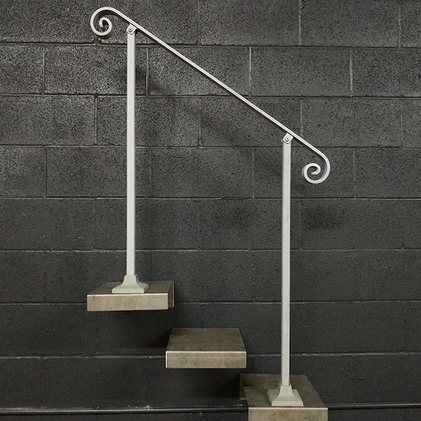 2 Foot Metal Stair Handrail: Surface Mount, Indoor/Outdoor Railing
