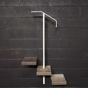 Modern In-ground Single Post Handrail for Stairs for 1 to 2 Steps, Steel, Outdoors