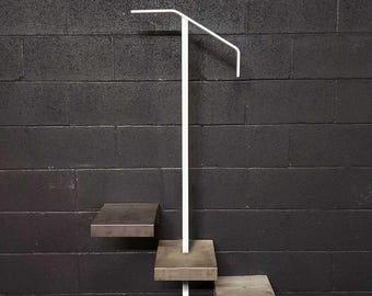 Modern In-ground Single Post Handrail for Stairs for 1 to 2 Steps, Steel, Outdoors