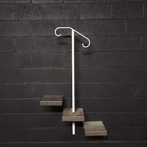 Simple In-ground Single Post Handrail for Stairs for 1 to 2 Steps, Steel, Outdoors