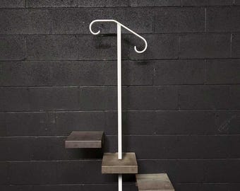 Simple In-ground Single Post Handrail for Stairs for 1 to 2 Steps, Steel, Outdoors