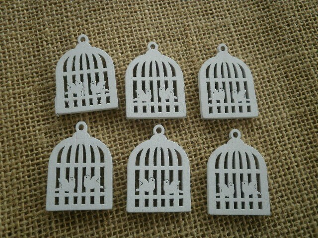 Lot Of 6 Wooden Bird Cages White Colors Size 3 5 X 2 5 Cm Etsy