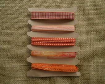 Assortiment (22) de 5 rubans  , coloris orange , taille 0,8 , 10 et 15 mm