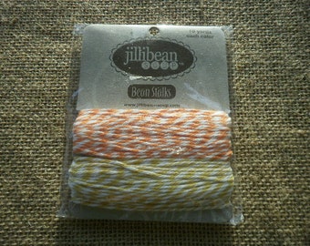 Plate of 2 x 9 meters of cotton twine, orange/white and white/yellow colors, size 2 mm