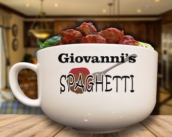 Large 32-ounce 5.5 Inch diameter Personalized Spaghetti Bowl