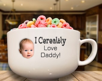 Your Photo on Large 32 ounce 5.5 Inch diameter Personalized Cereal Bowl