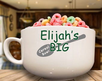 Large 32 ounce 5.5 Inch diameter Personalized Cereal Bowl