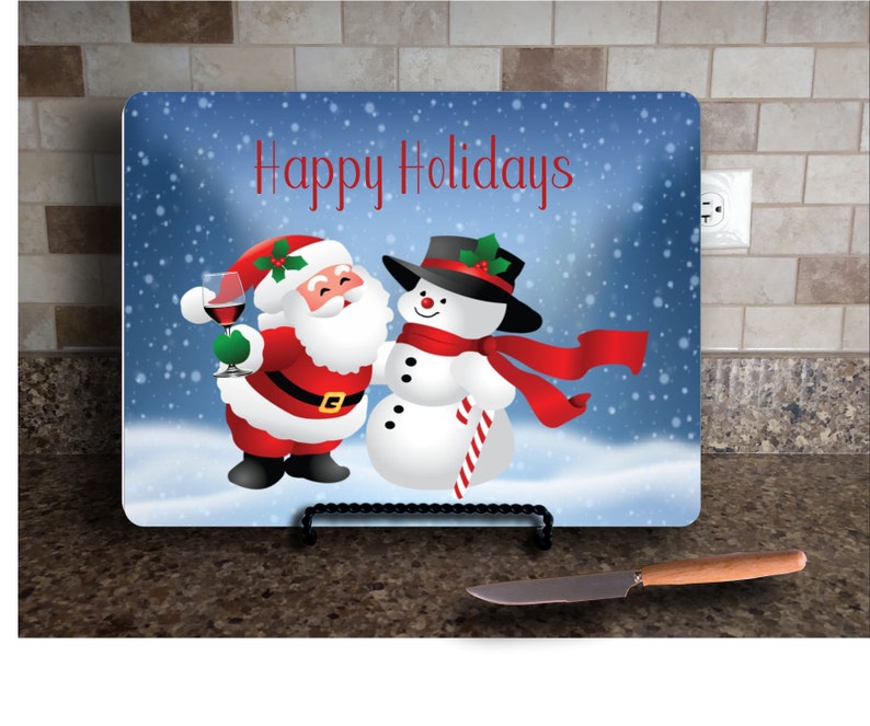 Christmas Glass Cutting Board Etsy