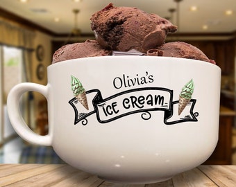 Large 32 ounce 5.5 Inch diameter Personalized Ice Cream Bowl