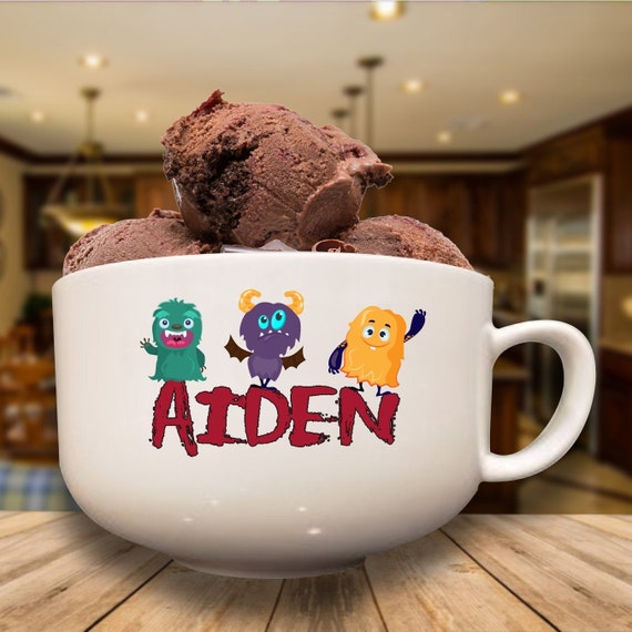 Personalized ice cream bowl with colorful print