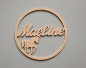 Pick up the choice of MDF to personalize with 7 or 8 letters 1 subject diameter 23 cm