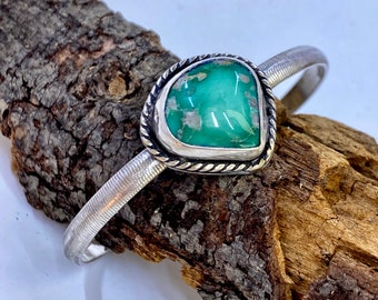 Broken Arrow Variscite Sterling Silver Cuff Bracelet, High Grade Gemstone, Artisan Jewelry