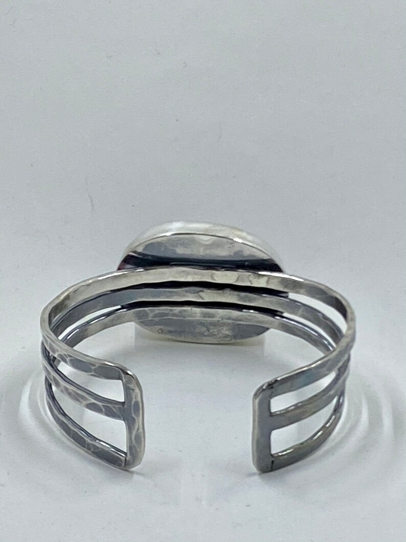 Colorful Jasper Blanket Opal Cuff Bracelet Handcrafted Natural Gemstone Large Statement Sterling Silver Cuff