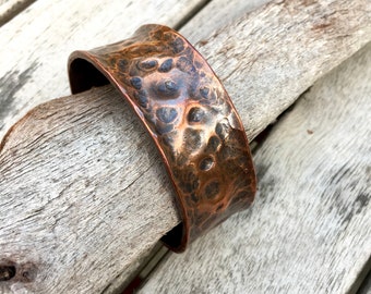 Hammered Copper Cuff Bracelet Oxidized Copper Handcrafted Artisan Jewelry