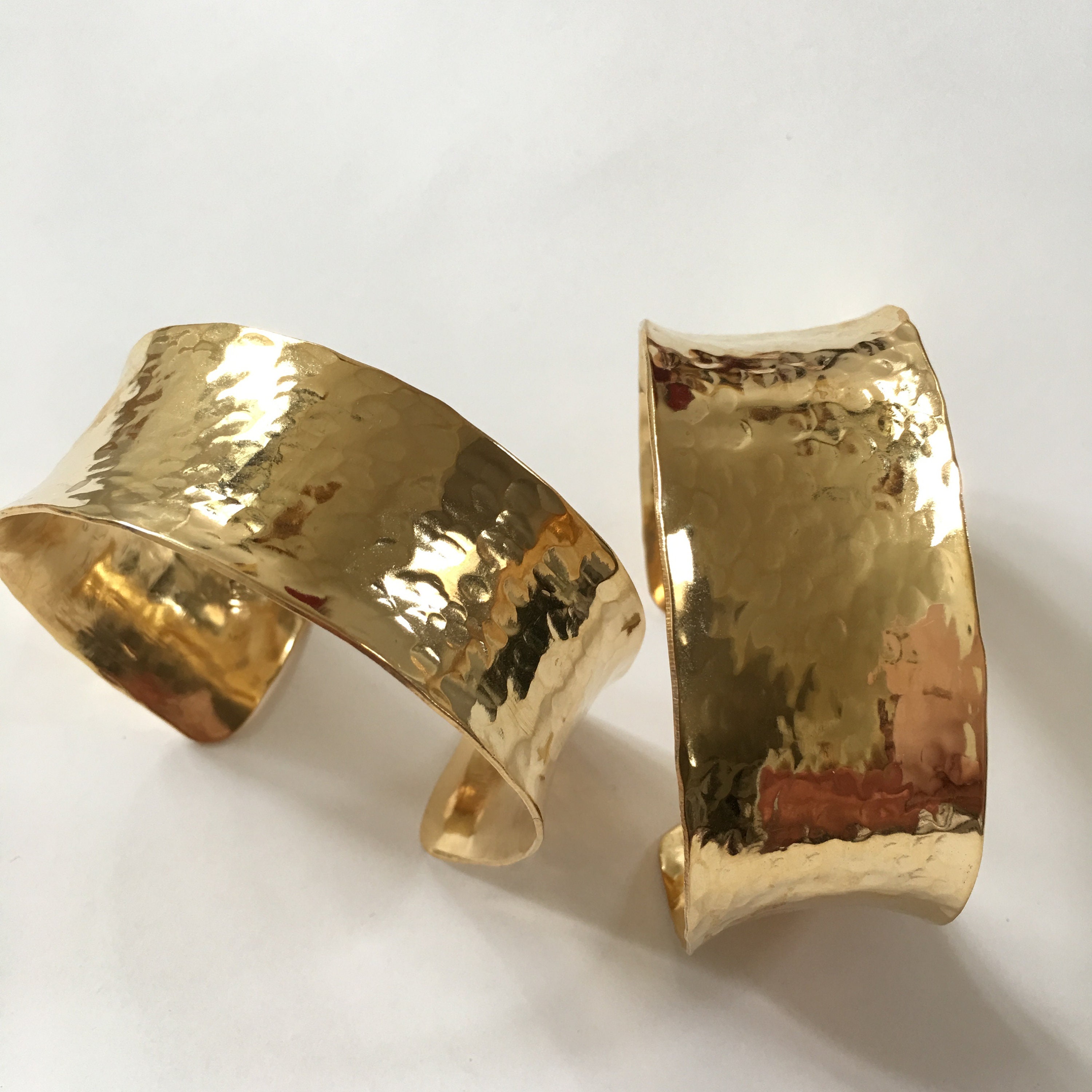 Hammered Gold Cuff Bracelet Dressy and Eye Catching Hand Forged