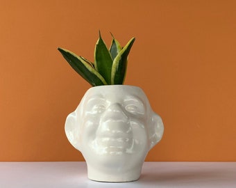 Vintage White Ceramic Head Planter