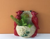 Vintage Bird and Nest Ceramic Wall Pocket Planter