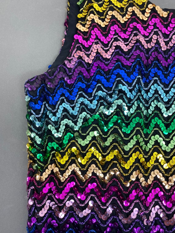 Vintage Rainbow Sequin Shell Top - image 5