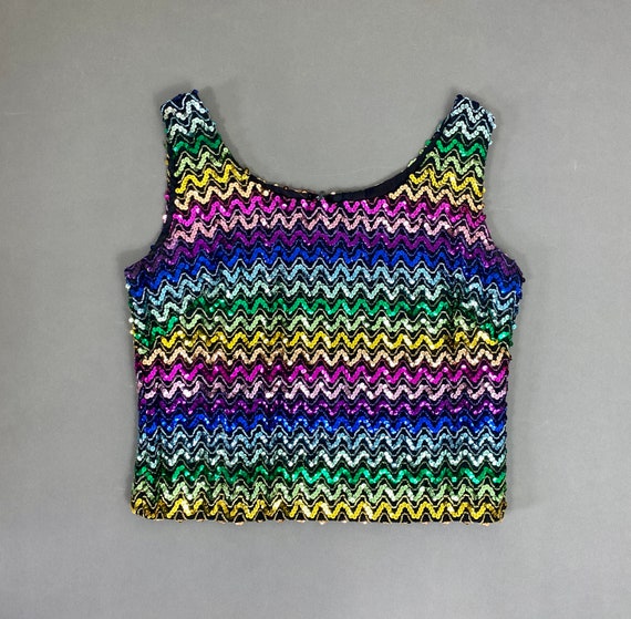 Vintage Rainbow Sequin Shell Top - image 1