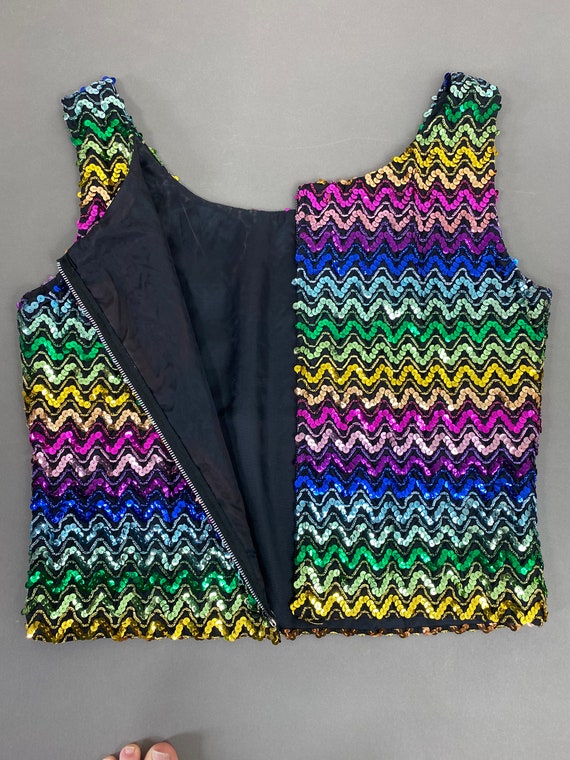 Vintage Rainbow Sequin Shell Top - image 2