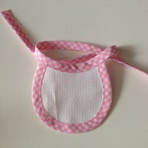 Bib for doll comforter to embroider in cross stitch, 9 cm, color of your choice image 5