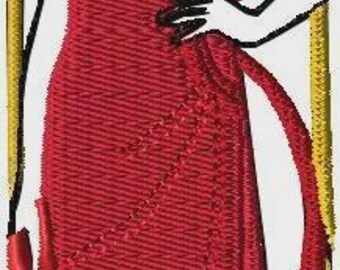 Art deco borduurontwerp, Lady Red, borduurwerk, borduurontwerp, machineborduurwerk, machineborduurontwerp, vrouw, rood, art deco, dame