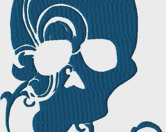 Artistiek schedelborduurontwerp, schedelborduurontwerp, borduurontwerp, machineborduurwerk, machineborduurontwerp, Halloween