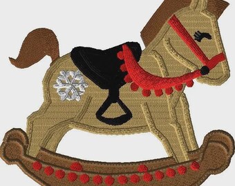 Hobbelpaard borduurontwerp, machineborduurwerk, machineborduurontwerp, paard, grillig, kinderen, kind, vakantie, hobbelpaard