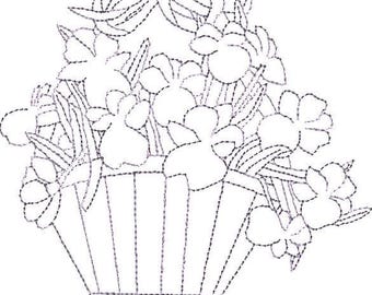 Borduurontwerp quiltblokken, borduurwerk orchideeën, borduurontwerp, machineborduurwerk, machineborduurontwerp, quilten, vulsteken