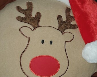 Diseño de bordado de reno, bordado a máquina, lindo, caprichoso, reno, vacaciones, Navidad, cara de reno, invierno, santa, Rudloph