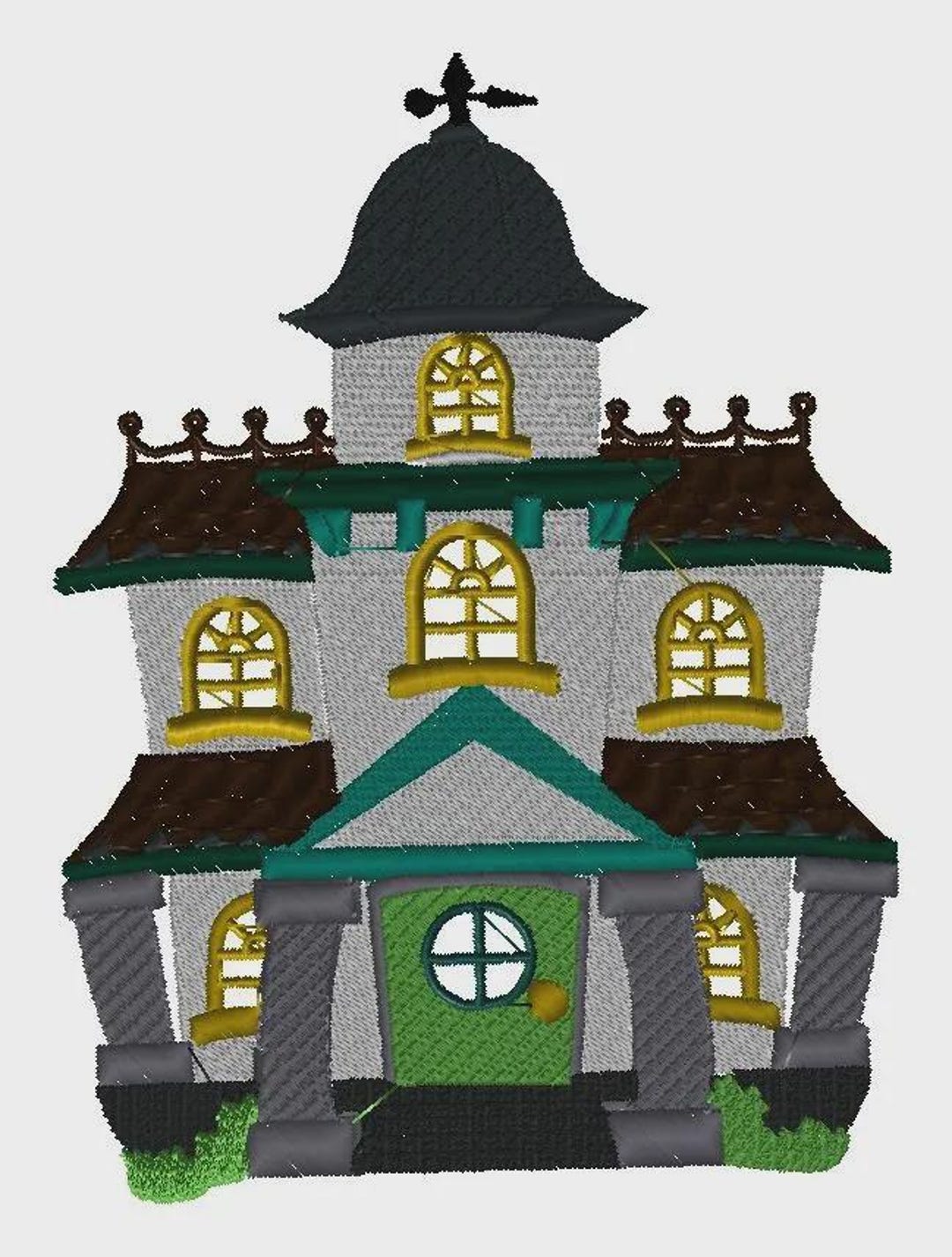 Haunted House Embroidery Design, Haunted House Machine Embroidery ...