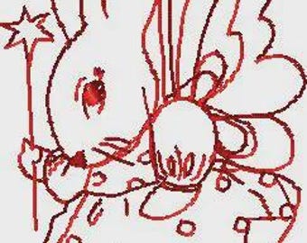 Redwork borduurontwerp, rood werk, schattig, grillig, Pasen, kind, borduurwerk, borduurontwerp, machineborduurwerk, dier, dieren