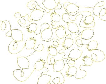 Quiltborduurwerk, citroenborduurwerk, aardbeienborduurontwerp, machineborduurwerk, machineborduurontwerp, quilten, vulsteken