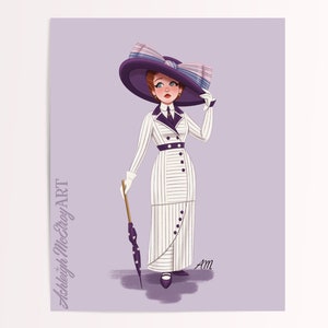 Rose Titanic Inspired Illustration Art Print - Historical Movie Fanart - Edwardian Fashion - Kate Winslet