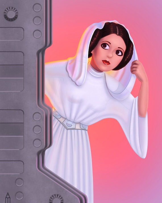 Star Wars Princess Leia Digital Drawing Art Print Etsy