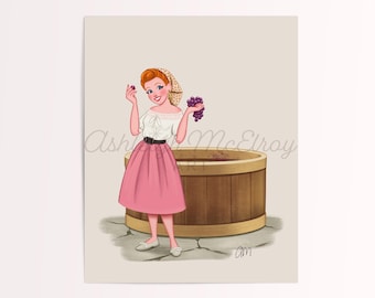 Lucy Ricardo Art Print: Hand-Drawn 1950s Italian Movie Illustration